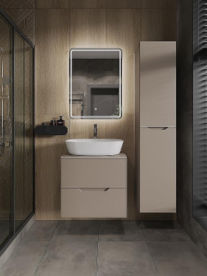 Тумба с раковиной Orange Line 60 Li-60TuLMDF+B08-500W подвесная Латте матовый