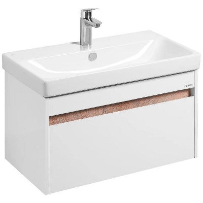 Тумба под раковину Aquaton Марти 80 1A283201MY010 подвесная Белая Дуб эндгрейн