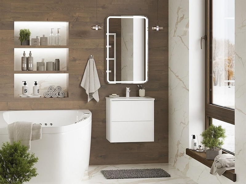 Тумба с раковиной Brevita Toy 50 УТ000025658 подвесная Белая глянцевая, купить, цена, заказать, магазин, доставка, скидка, промокод, купить, цена, заказать, магазин, доставка, скидка, промокод