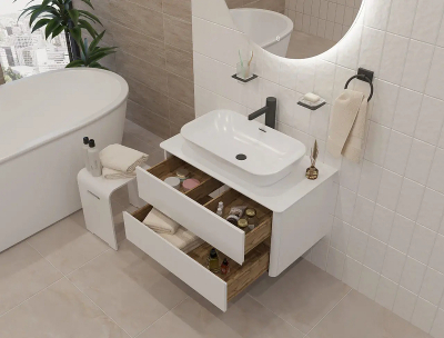 Тумба под раковину Marka One Monro 80П Ц0000027406 подвесная цвет Белый