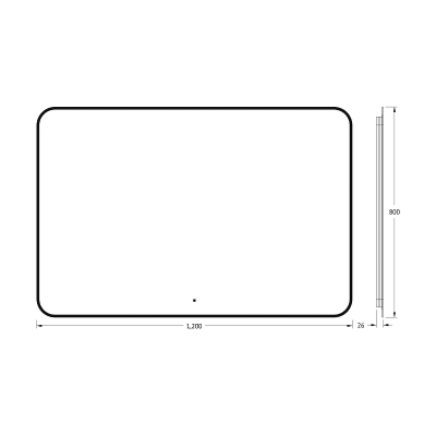 Зеркало Defesto Aura 120х80 DF 2970RH с подсветкой 38W-4500K/ИК - выключатель/Нейтральный белый свет/Черная рама