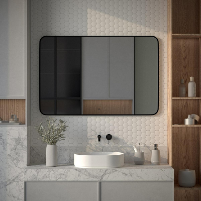 Зеркало Defesto Aura 120х80 DF 2970RH с подсветкой 38W-4500K/ИК - выключатель/Нейтральный белый свет/Черная рама