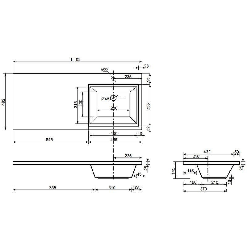 Тумба с раковиной Эстет Dallas Luxe 110 R ФР-00002021 подвесная Белая, купить, цена, заказать, магазин, доставка, скидка, промокод, купить, цена, заказать, магазин, доставка, скидка, промокод