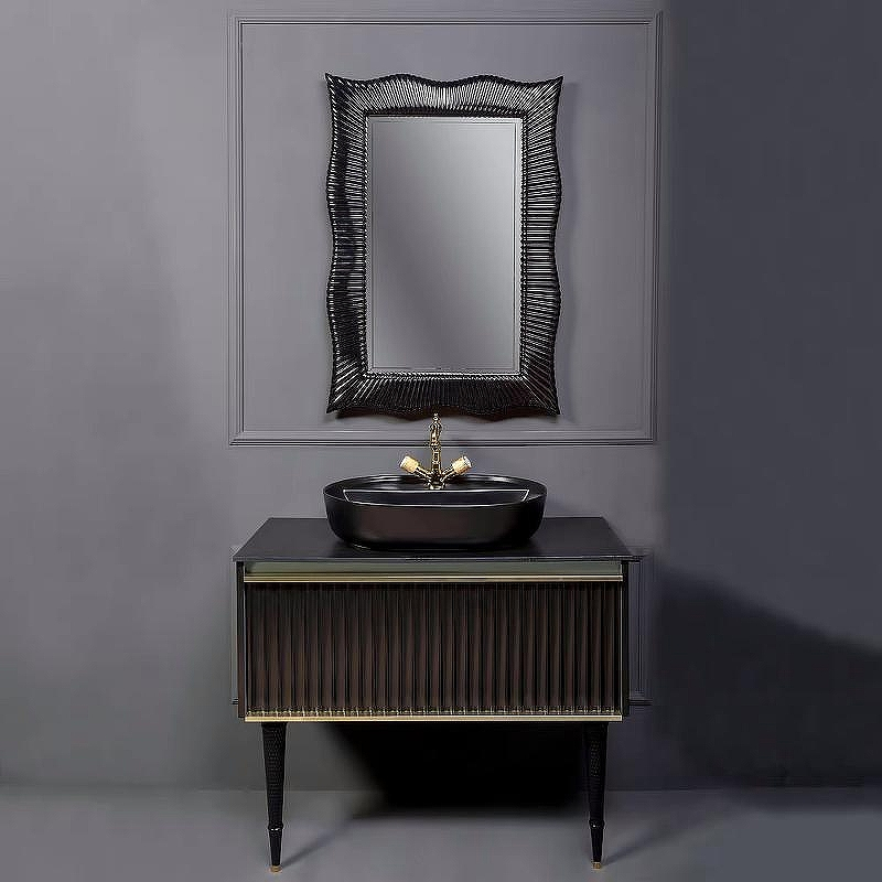 Тумба под раковину Boheme Armadi Art Vallessi Avantgarde Canale 100 843-100-BG подвесная Черная Золото, купить, цена, заказать, магазин, доставка, скидка, промокод, купить, цена, заказать, магазин, доставка, скидка, промокод