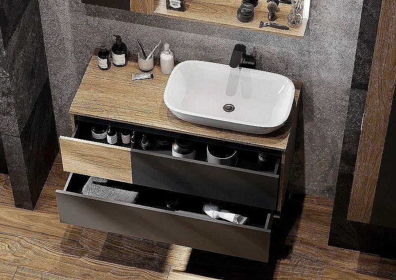 Тумба с раковиной Aquaton Терра 105 1A2469K2TEKA0 подвесная Дуб кантри Антрацит, купить, цена, заказать, магазин, доставка, скидка, промокод, купить, цена, заказать, магазин, доставка, скидка, промокод