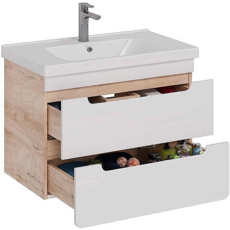 Тумба под раковину Lemark Olivia 80 LM08OL80T подвесная Белый глянец Дуб Кантри, купить, цена, заказать, магазин, доставка, скидка, промокод, купить, цена, заказать, магазин, доставка, скидка, промокод