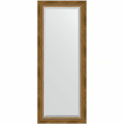 Зеркало Evoform Exclusive 133х53 BY 3510 с фацетом в багетной раме - Состаренная бронза с плетением 70