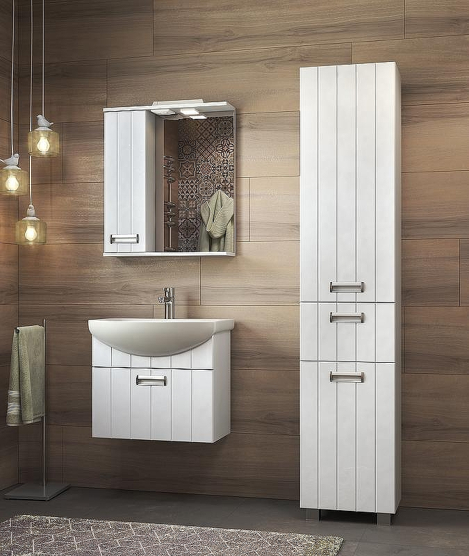 Зеркало со шкафом Vigo Diana 60 L z.DIA.60.L.El с подсветкой Белое, купить, цена, заказать, магазин, доставка, скидка, промокод, купить, цена, заказать, магазин, доставка, скидка, промокод