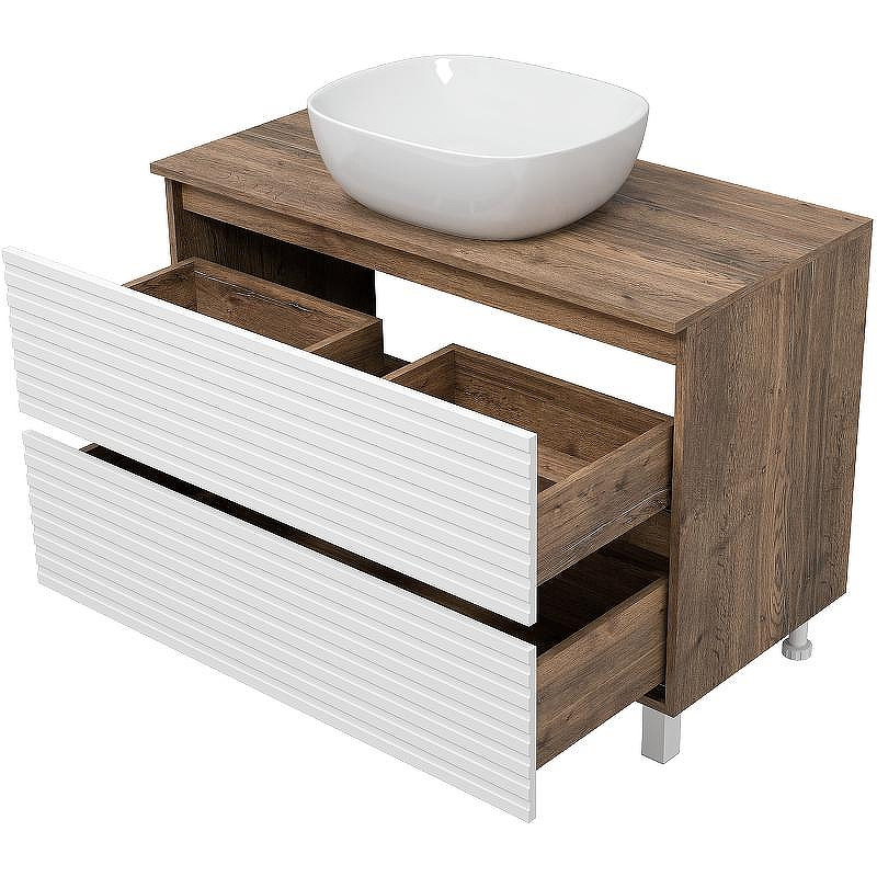 Тумба под раковину Brevita Dakota 100 DAK-07100-19/01-2Я Белая матовая Дуб Галифакс олово, купить, цена, заказать, магазин, доставка, скидка, промокод, купить, цена, заказать, магазин, доставка, скидка, промокод