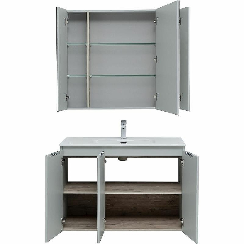 Комплект мебели для ванной Aquanet Алвита New 100 274198 подвесной Серый матовый, купить, цена, заказать, магазин, доставка, скидка, промокод, купить, цена, заказать, магазин, доставка, скидка, промокод