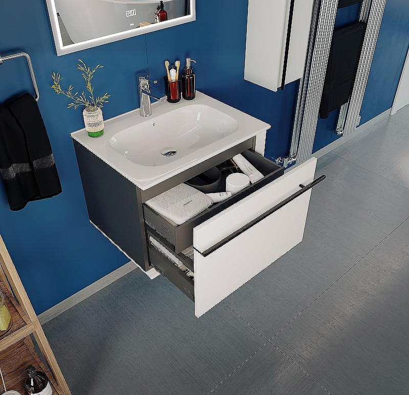 Тумба под раковину Roca Aneto 60 857429806 подвесная Белый глянец Черная матовая, купить, цена, заказать, магазин, доставка, скидка, промокод, купить, цена, заказать, магазин, доставка, скидка, промокод