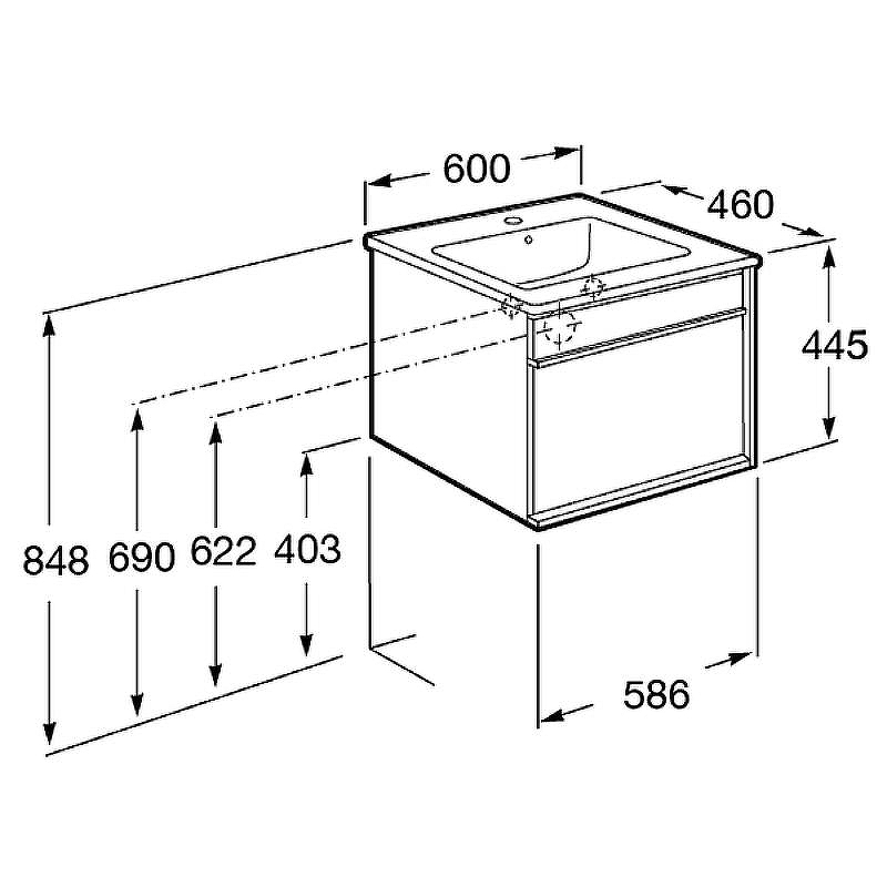 Тумба под раковину Roca Aneto 60 857429806 подвесная Белый глянец Черная матовая, купить, цена, заказать, магазин, доставка, скидка, промокод, купить, цена, заказать, магазин, доставка, скидка, промокод