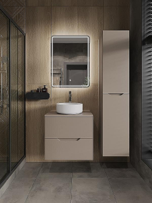 Тумба с раковиной Orange Line 60 Li-60TuLMDF+B09-360W подвесная Латте матовый