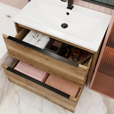 Тумба под раковину La Fenice Tesoro 100 FNC-01-TES-DKK-100-2 подвесная Дуб канзас коричневый