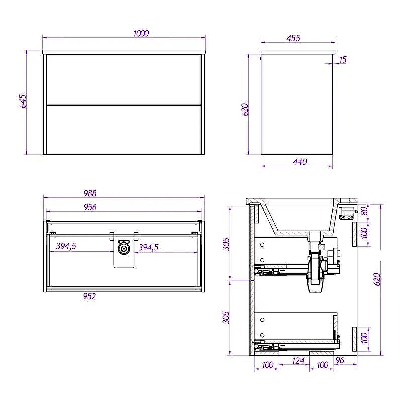 Тумба под раковину La Fenice Tesoro 100 FNC-01-TES-DKK-100-2 подвесная Дуб канзас коричневый, купить, цена, заказать, магазин, доставка, скидка, промокод, купить, цена, заказать, магазин, доставка, скидка, промокод