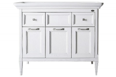 Тумба под раковину ASB-Woodline Гранда 105 11486 Белая с патиной Серебро