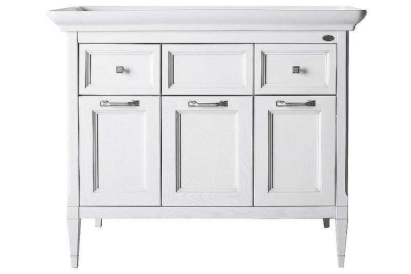 Тумба под раковину ASB-Woodline Гранда 105 11486 Белая с патиной Серебро, купить, цена, заказать, магазин, доставка, скидка, промокод, купить, цена, заказать, магазин, доставка, скидка, промокод