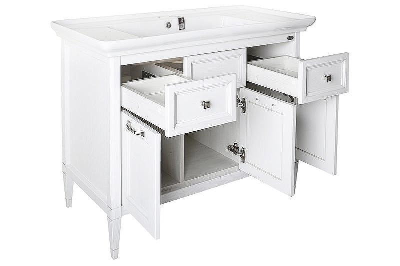 Тумба под раковину ASB-Woodline Гранда 105 11486 Белая с патиной Серебро, купить, цена, заказать, магазин, доставка, скидка, промокод, купить, цена, заказать, магазин, доставка, скидка, промокод