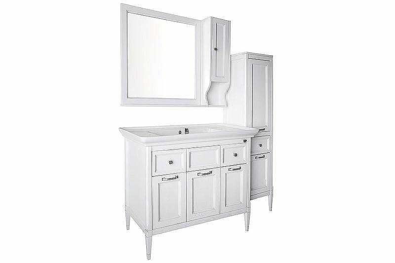 Тумба под раковину ASB-Woodline Гранда 105 11486 Белая с патиной Серебро, купить, цена, заказать, магазин, доставка, скидка, промокод, купить, цена, заказать, магазин, доставка, скидка, промокод