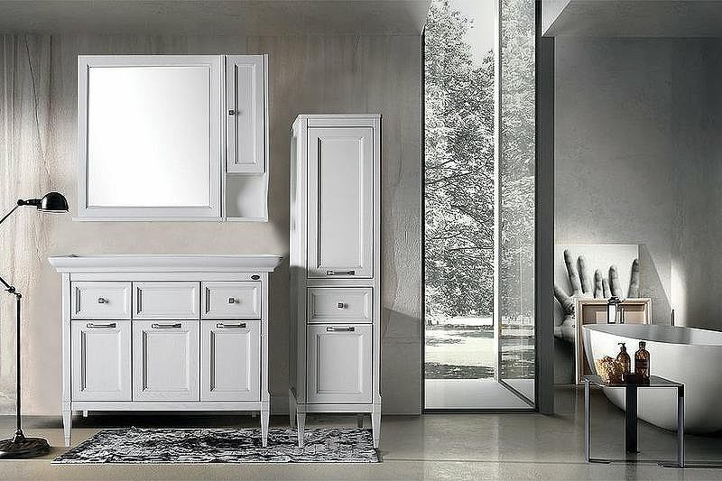 Тумба под раковину ASB-Woodline Гранда 105 11486 Белая с патиной Серебро, купить, цена, заказать, магазин, доставка, скидка, промокод, купить, цена, заказать, магазин, доставка, скидка, промокод