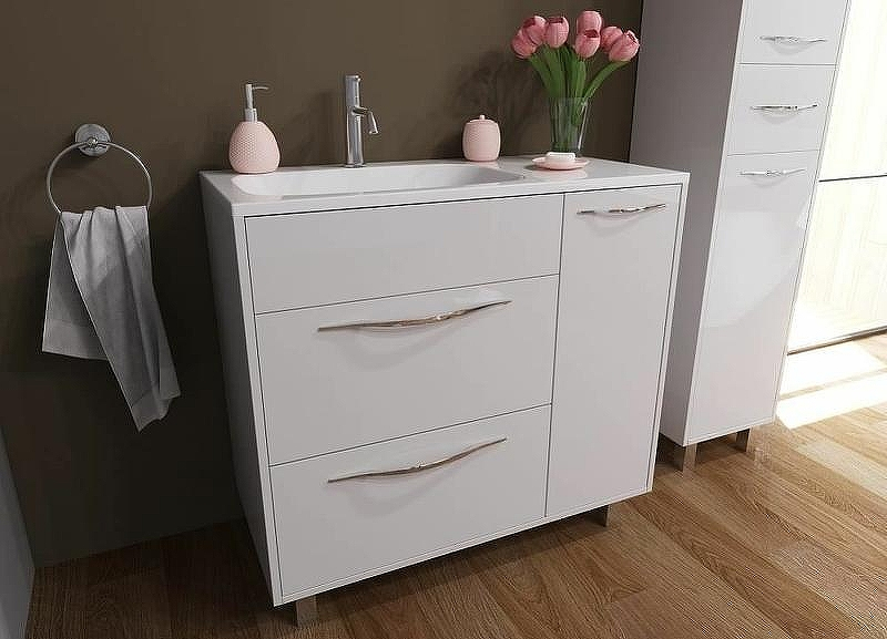 Тумба с раковиной Эстет Barcelona 90 L ФР-00003597 Белая, купить, цена, заказать, магазин, доставка, скидка, промокод, купить, цена, заказать, магазин, доставка, скидка, промокод