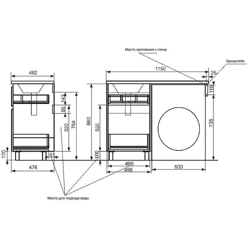 Тумба с раковиной Эстет Dallas Luxe 115 L ФР-00002298 Белая, купить, цена, заказать, магазин, доставка, скидка, промокод, купить, цена, заказать, магазин, доставка, скидка, промокод