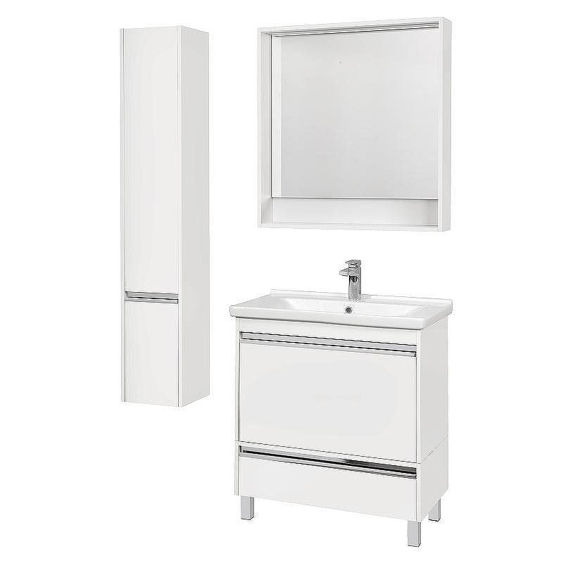 Тумба под раковину Aquaton Капри 80 1A230201KP010 подвесная Белая глянцевая, купить, цена, заказать, магазин, доставка, скидка, промокод, купить, цена, заказать, магазин, доставка, скидка, промокод