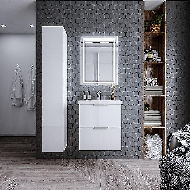 Тумба под раковину Бриклаер Хелена 60 4627125416354 подвесная Высокий белый глянец, купить, цена, заказать, магазин, доставка, скидка, промокод, купить, цена, заказать, магазин, доставка, скидка, промокод