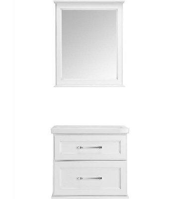 Комплект мебели для ванной ASB-Woodline Венеция 70 1195501 подвесной Белый с патиной Серебро