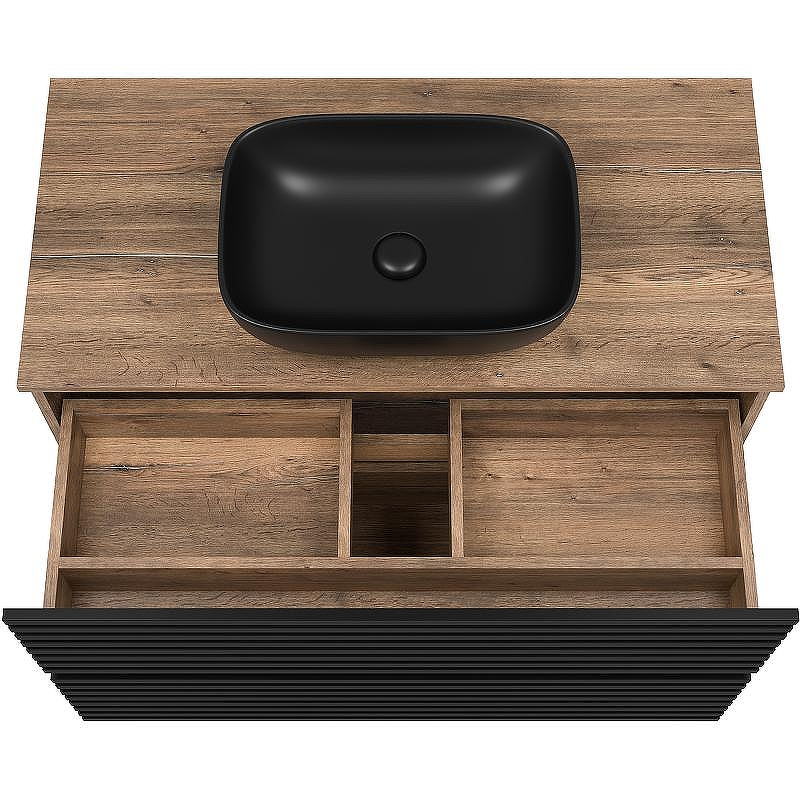Тумба под раковину Brevita Dakota 100 DAK-07100-19/02-2Я Черный кварц Дуб Галифакс олово, купить, цена, заказать, магазин, доставка, скидка, промокод, купить, цена, заказать, магазин, доставка, скидка, промокод