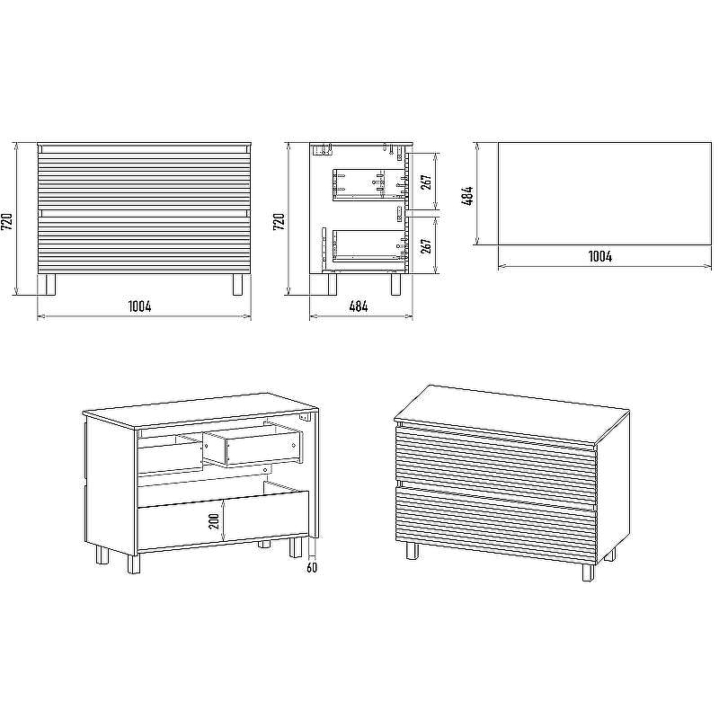 Тумба под раковину Brevita Dakota 100 DAK-07100-19/02-2Я Черный кварц Дуб Галифакс олово, купить, цена, заказать, магазин, доставка, скидка, промокод, купить, цена, заказать, магазин, доставка, скидка, промокод