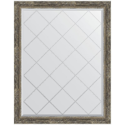 Зеркало Evoform Exclusive-G 118х93 BY 4350 с гравировкой в багетной раме - Старое дерево с плетением 70