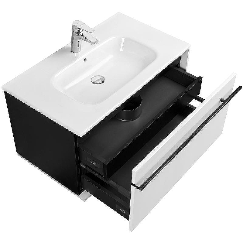 Тумба под раковину Roca Aneto 80 857430806 подвесная Белый глянец Черная матовая, купить, цена, заказать, магазин, доставка, скидка, промокод, купить, цена, заказать, магазин, доставка, скидка, промокод