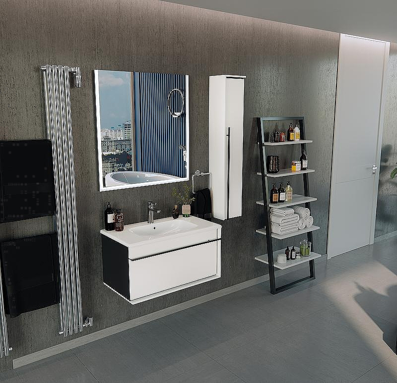 Тумба под раковину Roca Aneto 80 857430806 подвесная Белый глянец Черная матовая, купить, цена, заказать, магазин, доставка, скидка, промокод, купить, цена, заказать, магазин, доставка, скидка, промокод