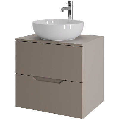 Тумба с раковиной Orange Line 60 Li-60TuLMDF+B07-420W подвесная Латте матовый