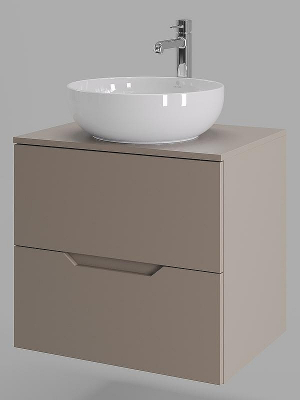 Тумба с раковиной Orange Line 60 Li-60TuLMDF+B07-420W подвесная Латте матовый