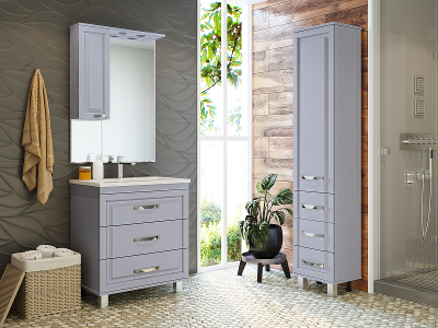 Тумба с раковиной Misty Терра 70 УТ000011808 Серая матовая