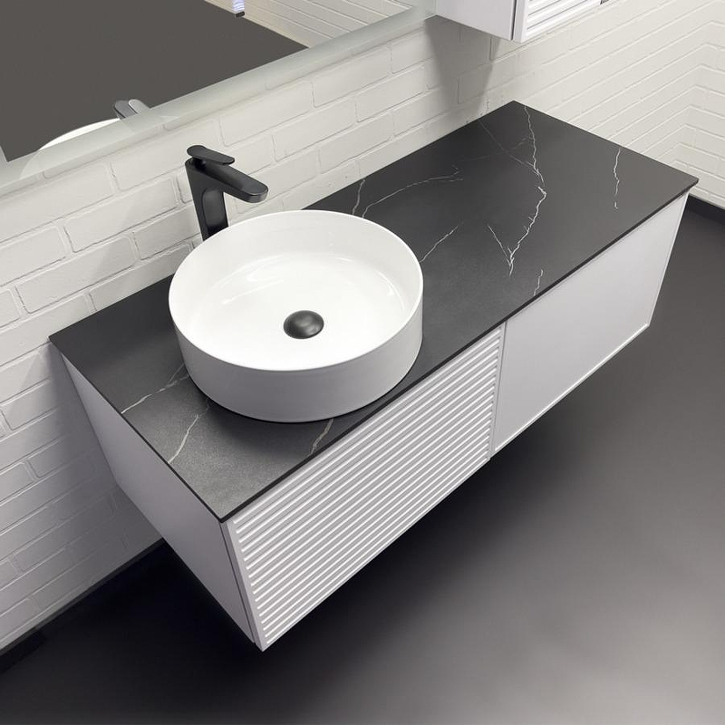 Тумба с раковиной Comforty Геленджик 120 00-00018707 подвесная Белая матовая, купить, цена, заказать, магазин, доставка, скидка, промокод, купить, цена, заказать, магазин, доставка, скидка, промокод