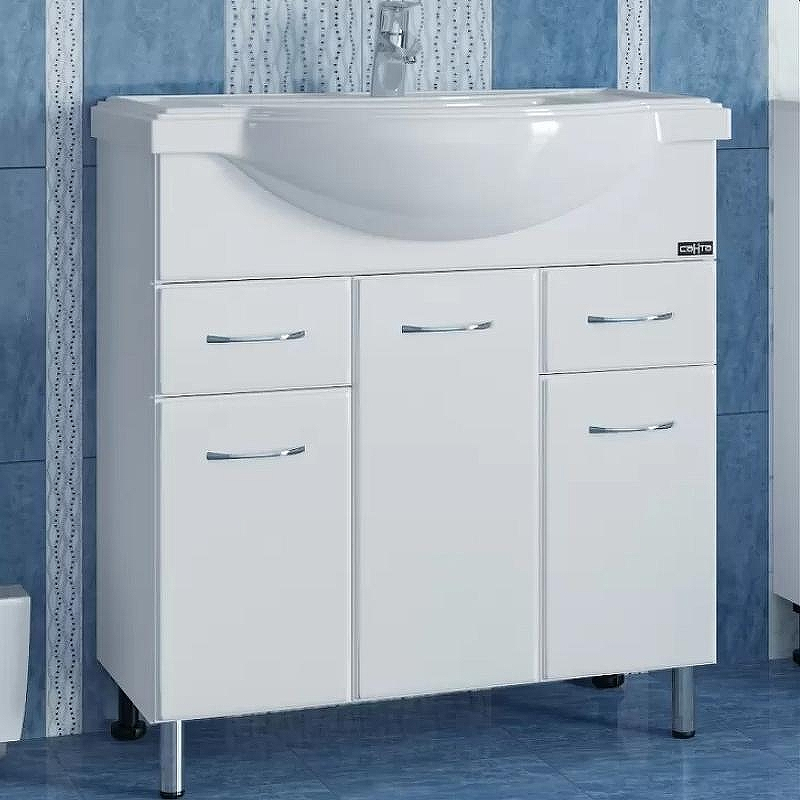 Тумба под раковину СанТа Эльбрус 80 201115 Белая, купить, цена, заказать, магазин, доставка, скидка, промокод, купить, цена, заказать, магазин, доставка, скидка, промокод