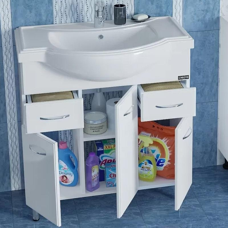 Тумба под раковину СанТа Эльбрус 80 201115 Белая, купить, цена, заказать, магазин, доставка, скидка, промокод, купить, цена, заказать, магазин, доставка, скидка, промокод