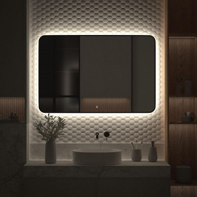 Зеркало Defesto Aura 120х80 DF 2970SH с подсветкой 38W-4500K/Сенсорный выключатель/Нейтральный белый свет/Черная рама