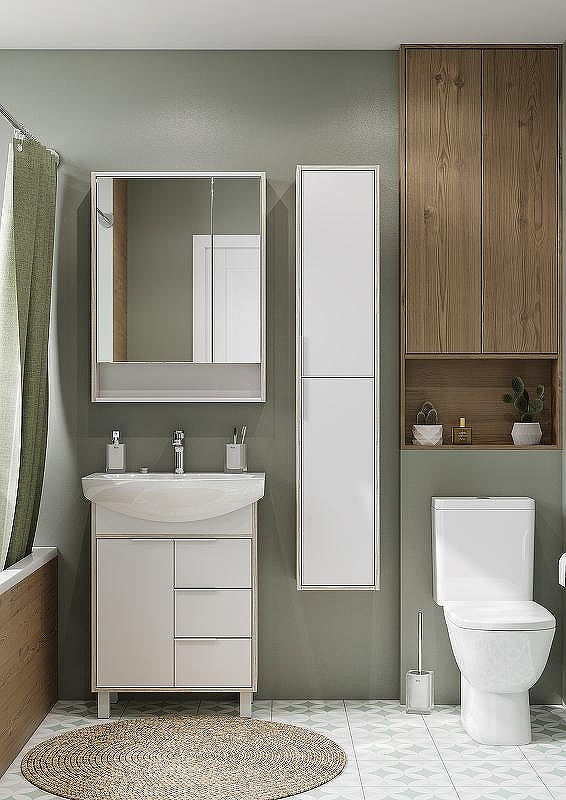 Зеркальный шкаф Aquaton Рико 65 1A215202RIB90 Белый Ясень фабрик, купить, цена, заказать, магазин, доставка, скидка, промокод, купить, цена, заказать, магазин, доставка, скидка, промокод