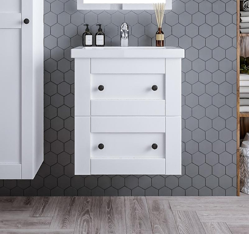 Тумба под раковину Бриклаер Хелена 60 4627125416408 подвесная Рамочный белый, купить, цена, заказать, магазин, доставка, скидка, промокод, купить, цена, заказать, магазин, доставка, скидка, промокод