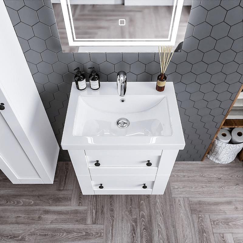 Тумба под раковину Бриклаер Хелена 60 4627125416408 подвесная Рамочный белый, купить, цена, заказать, магазин, доставка, скидка, промокод, купить, цена, заказать, магазин, доставка, скидка, промокод