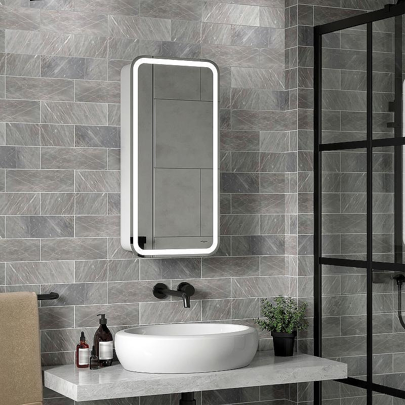 Зеркальный шкаф Reflexion Circle 400х800 R RF2104SR с подсветкой Белый матовый, купить, цена, заказать, магазин, доставка, скидка, промокод, купить, цена, заказать, магазин, доставка, скидка, промокод