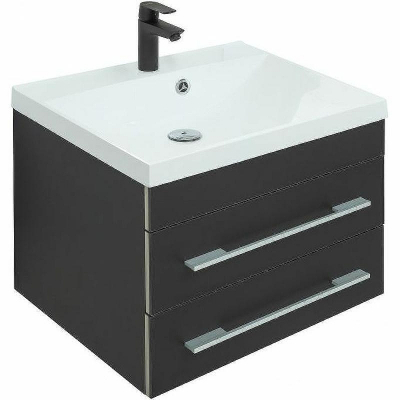 Тумба с раковиной Aquanet Верона New 58 281095 подвесная Черная матовая