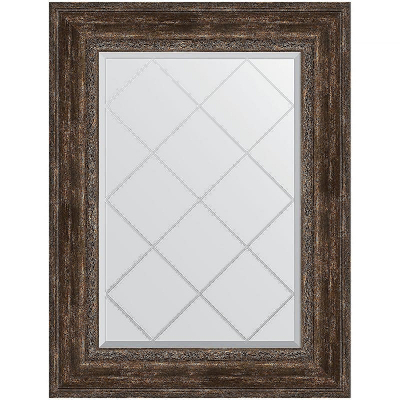 Зеркало Evoform Exclusive-G 95х72 BY 4129 с гравировкой в багетной раме - Состаренное дерево с орнаментом 120