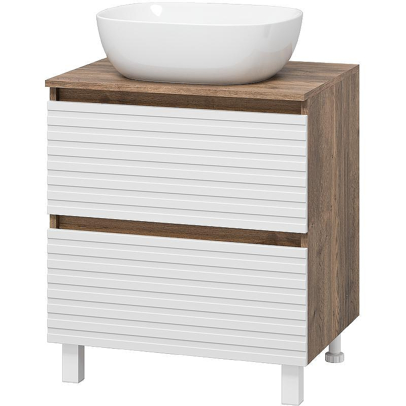 Тумба под раковину Brevita Dakota 60 DAK-07060-19/01-2Я Белая матовая Дуб Галифакс олово, купить, цена, заказать, магазин, доставка, скидка, промокод, купить, цена, заказать, магазин, доставка, скидка, промокод