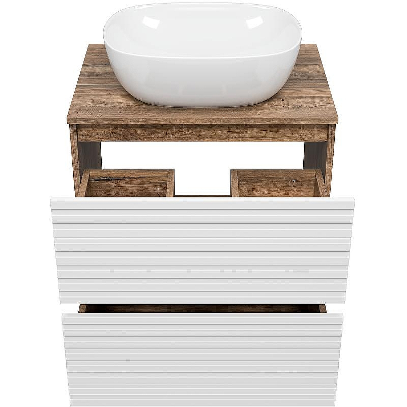 Тумба под раковину Brevita Dakota 60 DAK-07060-19/01-2Я Белая матовая Дуб Галифакс олово, купить, цена, заказать, магазин, доставка, скидка, промокод, купить, цена, заказать, магазин, доставка, скидка, промокод