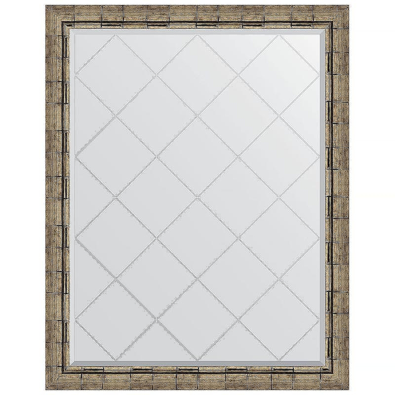 Зеркало Evoform Exclusive-G 118х93 BY 4351 с гравировкой в багетной раме - Серебряный бамбук 73, купить, цена, заказать, магазин, доставка, скидка, промокод, купить, цена, заказать, магазин, доставка, скидка, промокод